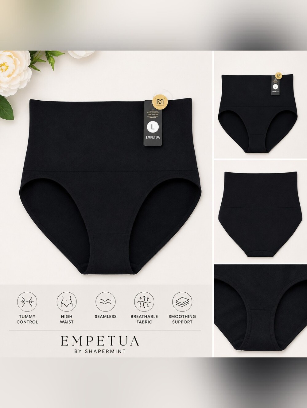 NWT High-Waisted Shapermint Panty Black Tummy Control Shapewear (2+ = 40% Off)